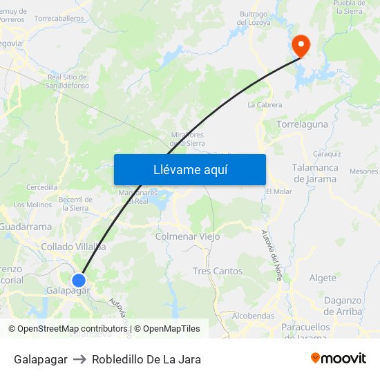 Galapagar to Robledillo De La Jara map