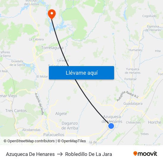 Azuqueca De Henares to Robledillo De La Jara map