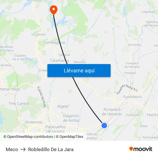Meco to Robledillo De La Jara map