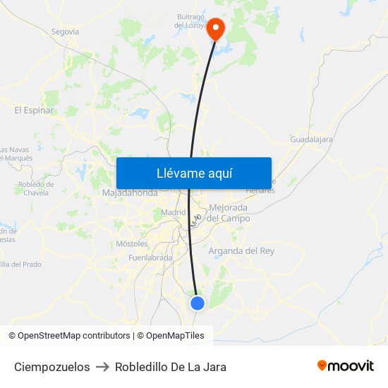 Ciempozuelos to Robledillo De La Jara map
