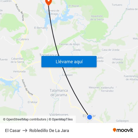 El Casar to Robledillo De La Jara map