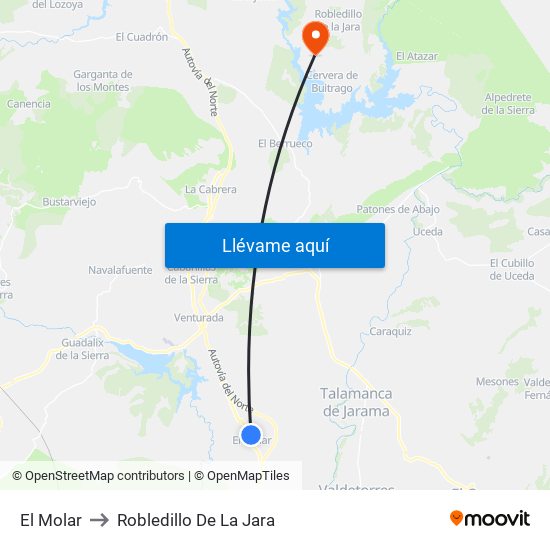 El Molar to Robledillo De La Jara map