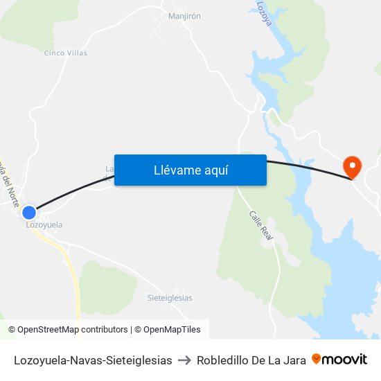 Lozoyuela-Navas-Sieteiglesias to Robledillo De La Jara map