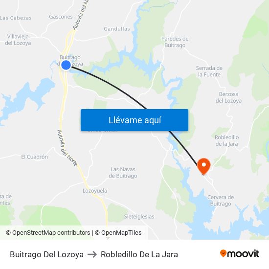 Buitrago Del Lozoya to Robledillo De La Jara map