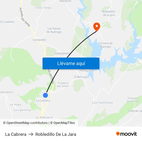 La Cabrera to Robledillo De La Jara map