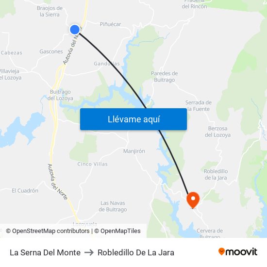 La Serna Del Monte to Robledillo De La Jara map