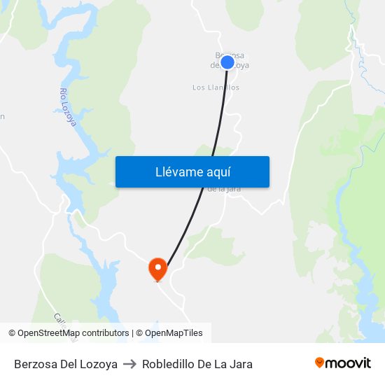 Berzosa Del Lozoya to Robledillo De La Jara map