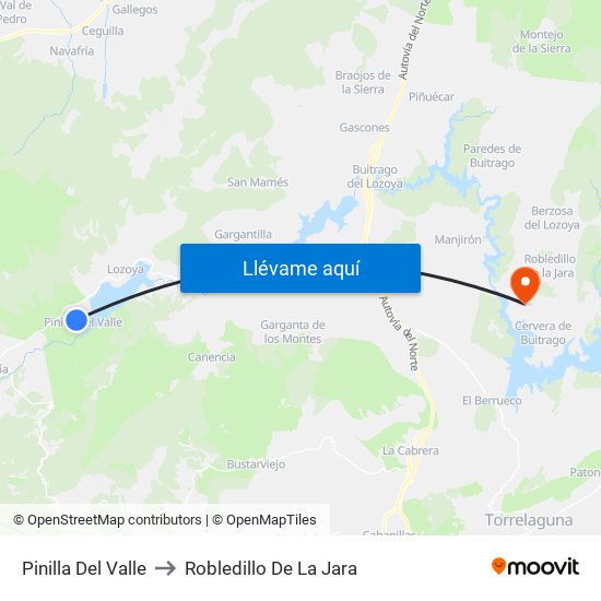 Pinilla Del Valle to Robledillo De La Jara map