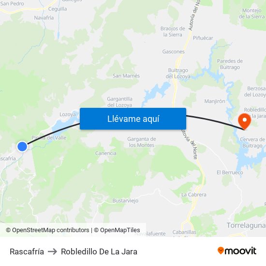 Rascafría to Robledillo De La Jara map