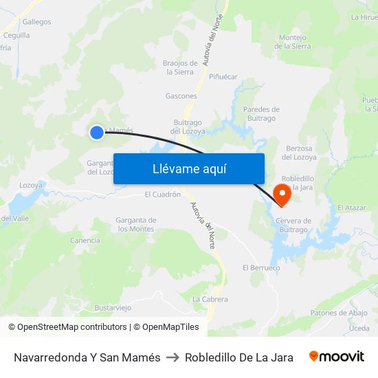 Navarredonda Y San Mamés to Robledillo De La Jara map