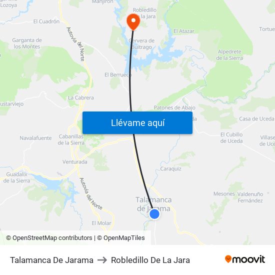 Talamanca De Jarama to Robledillo De La Jara map