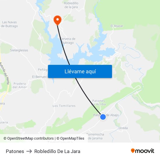 Patones to Robledillo De La Jara map