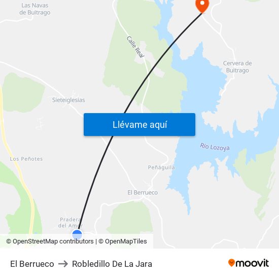 El Berrueco to Robledillo De La Jara map