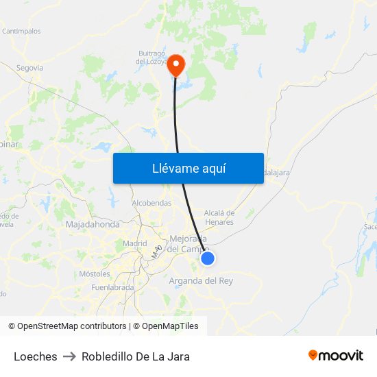 Loeches to Robledillo De La Jara map