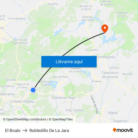 El Boalo to Robledillo De La Jara map