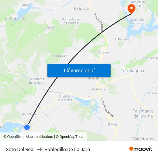 Soto Del Real to Robledillo De La Jara map