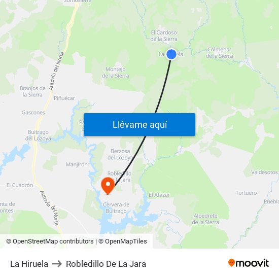 La Hiruela to Robledillo De La Jara map