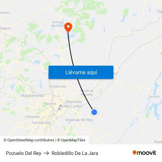 Pozuelo Del Rey to Robledillo De La Jara map