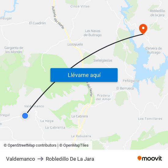 Valdemanco to Robledillo De La Jara map