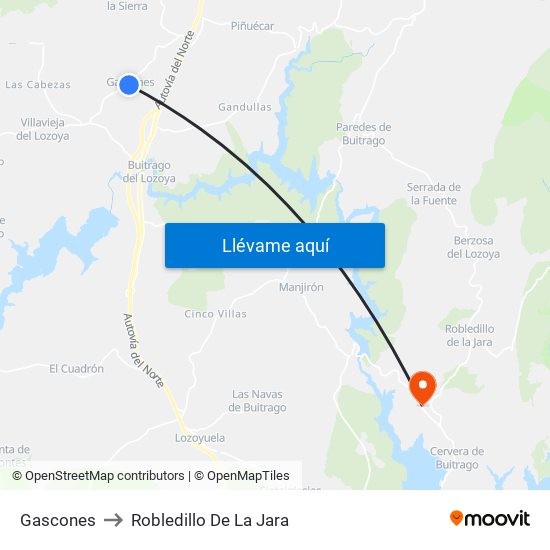 Gascones to Robledillo De La Jara map