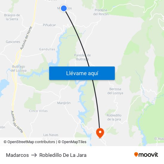 Madarcos to Robledillo De La Jara map