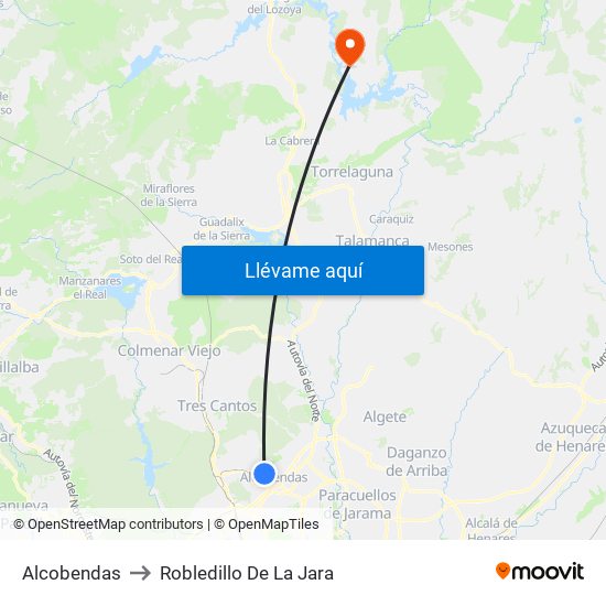 Alcobendas to Robledillo De La Jara map
