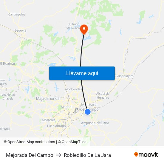Mejorada Del Campo to Robledillo De La Jara map