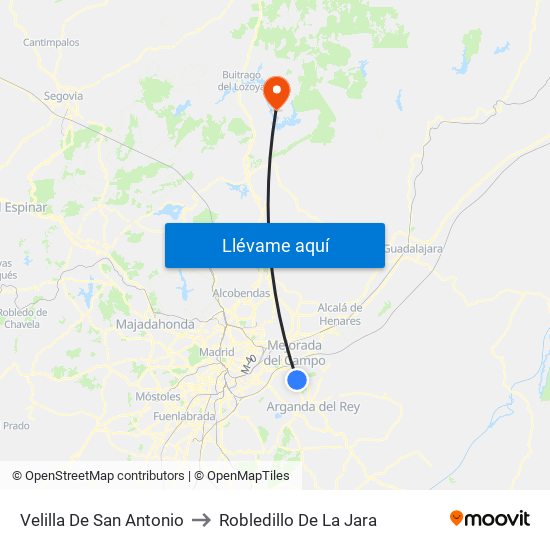 Velilla De San Antonio to Robledillo De La Jara map