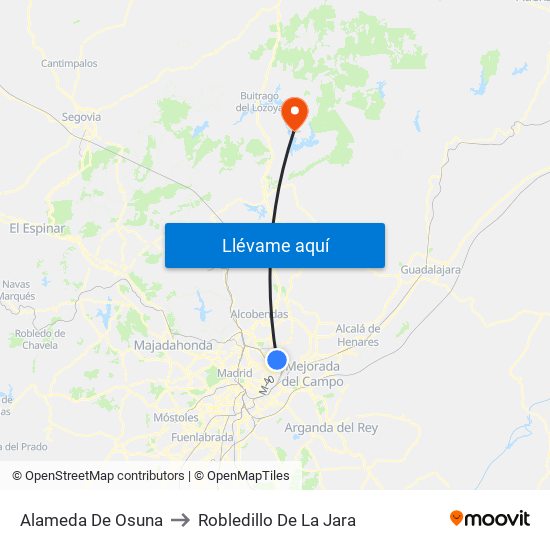 Alameda De Osuna to Robledillo De La Jara map