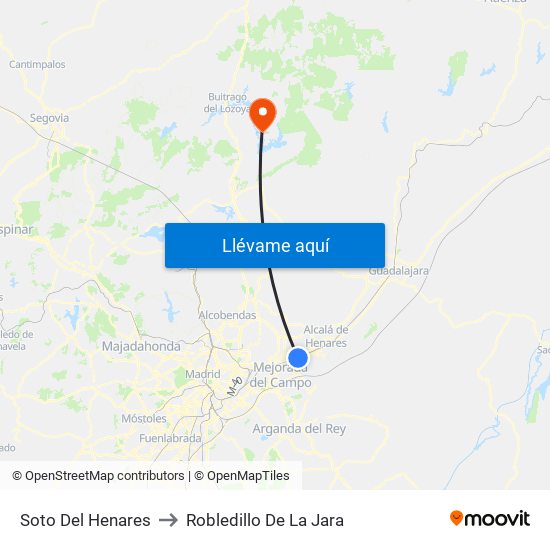 Soto Del Henares to Robledillo De La Jara map