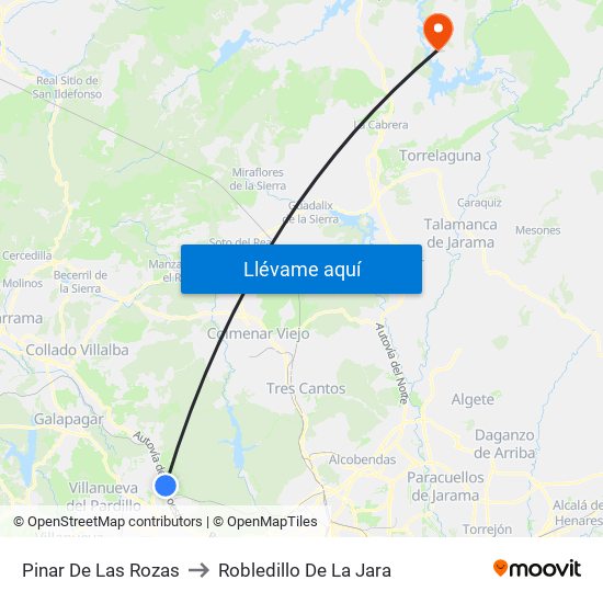 Pinar De Las Rozas to Robledillo De La Jara map