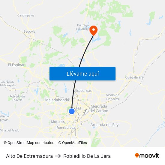 Alto De Extremadura to Robledillo De La Jara map