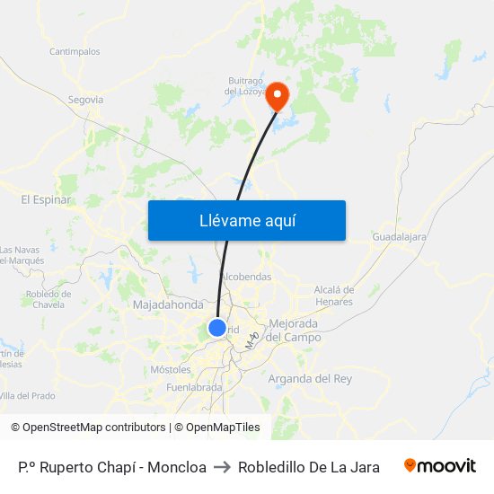 P.º Ruperto Chapí - Moncloa to Robledillo De La Jara map