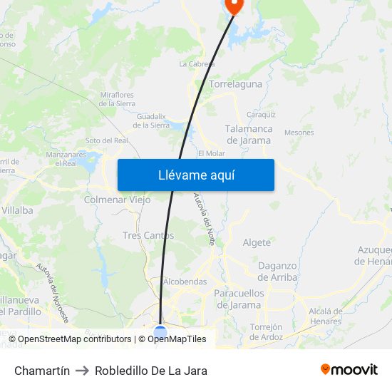 Chamartín to Robledillo De La Jara map