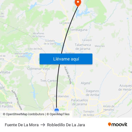 Fuente De La Mora to Robledillo De La Jara map