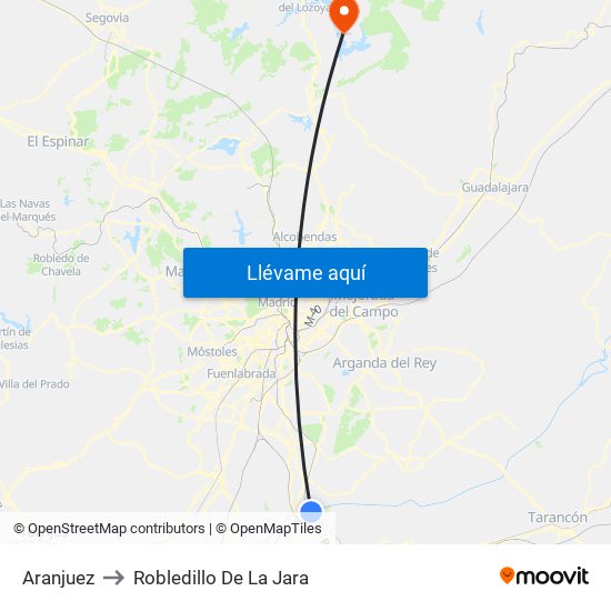 Aranjuez to Robledillo De La Jara map