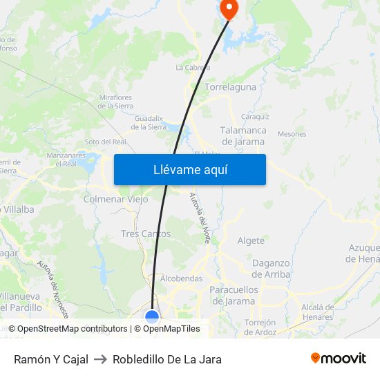 Ramón Y Cajal to Robledillo De La Jara map