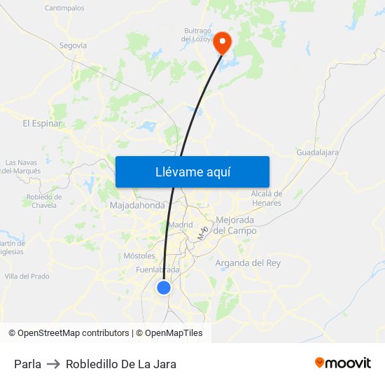 Parla to Robledillo De La Jara map