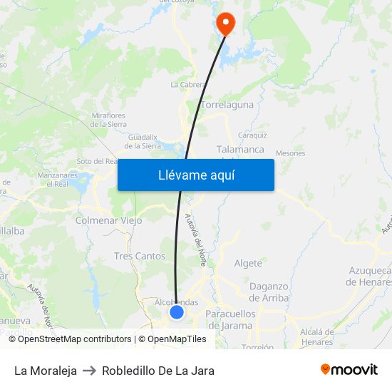 La Moraleja to Robledillo De La Jara map