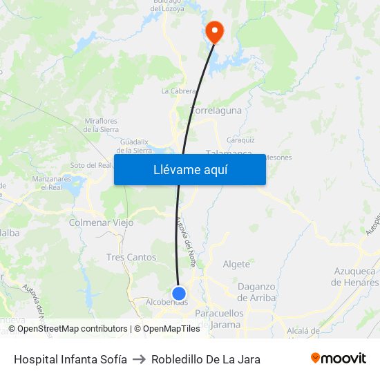 Hospital Infanta Sofía to Robledillo De La Jara map
