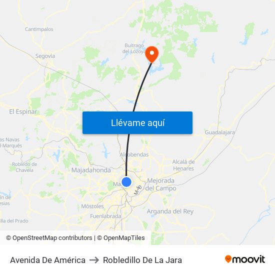 Avenida De América to Robledillo De La Jara map
