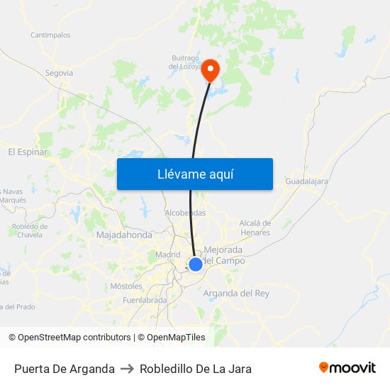 Puerta De Arganda to Robledillo De La Jara map
