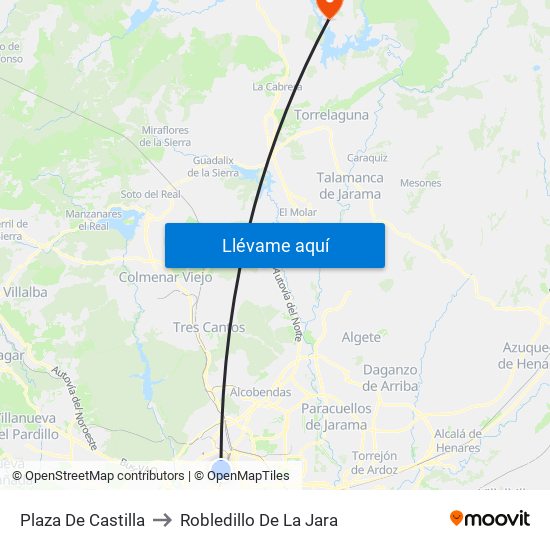 Plaza De Castilla to Robledillo De La Jara map