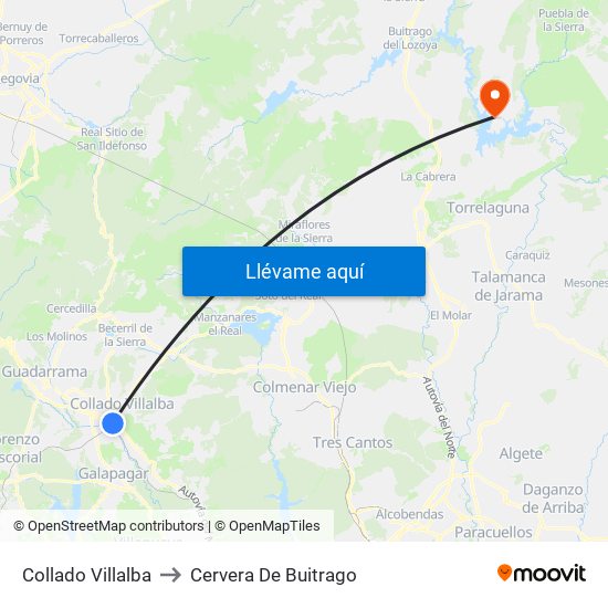 Collado Villalba to Cervera De Buitrago map