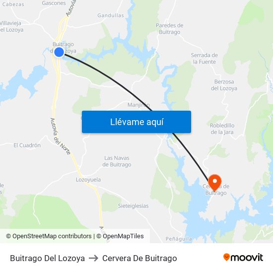 Buitrago Del Lozoya to Cervera De Buitrago map