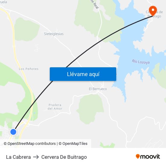 La Cabrera to Cervera De Buitrago map