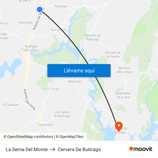 La Serna Del Monte to Cervera De Buitrago map