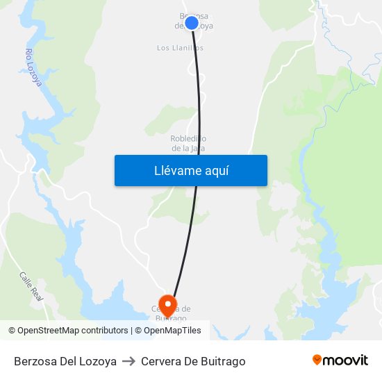 Berzosa Del Lozoya to Cervera De Buitrago map