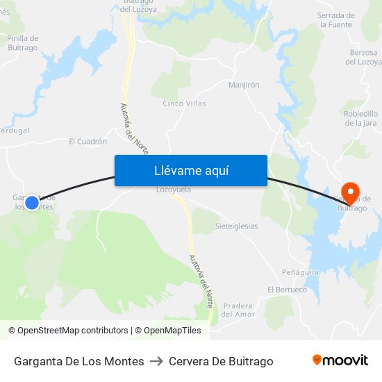 Garganta De Los Montes to Cervera De Buitrago map