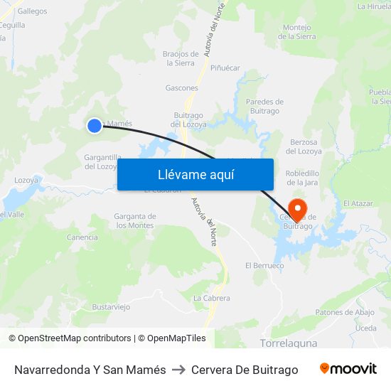 Navarredonda Y San Mamés to Cervera De Buitrago map